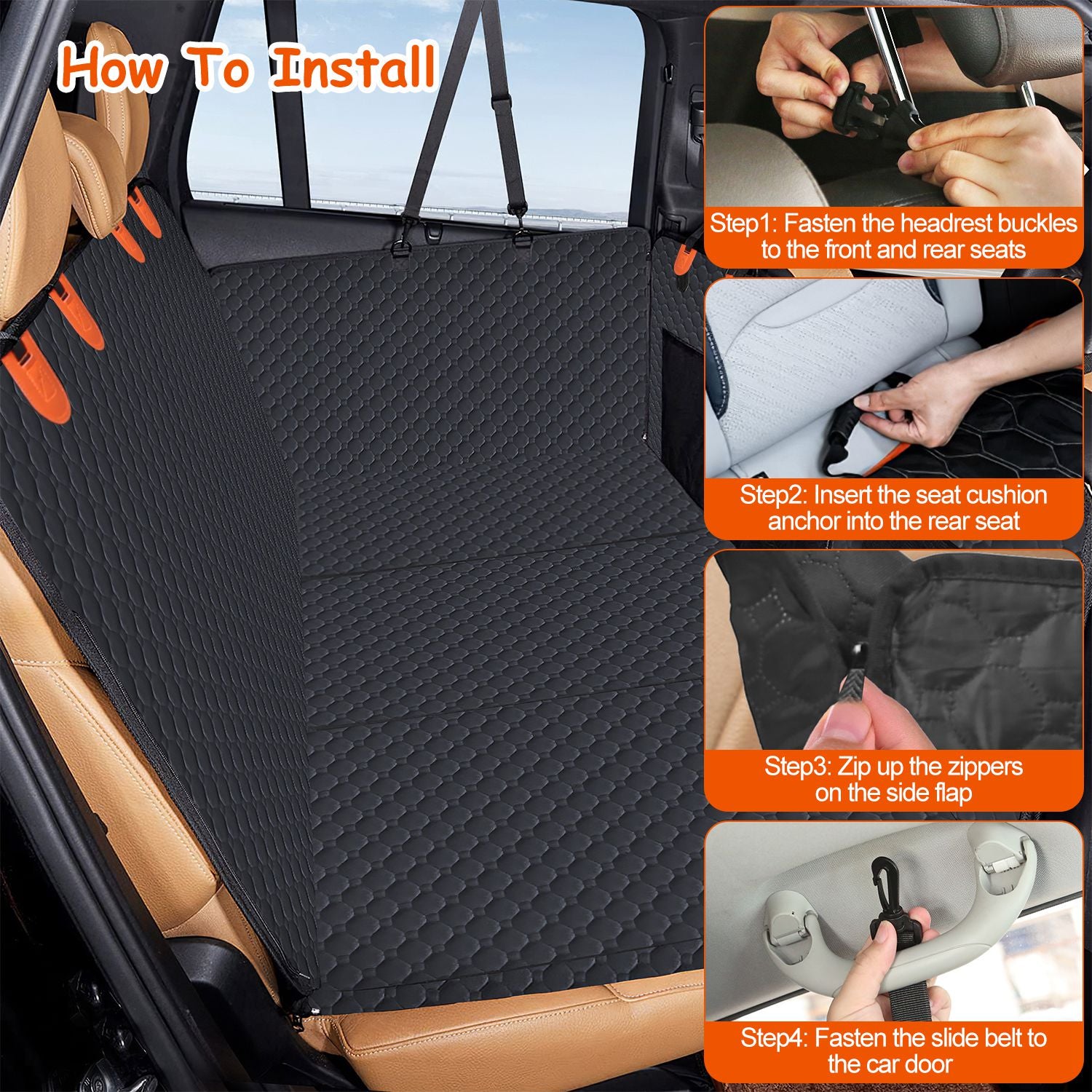Dog Oxford Cloth Car Seat Protector With Slide Flaps For Cars Trucks SUVs by Amazing Pet Bargains