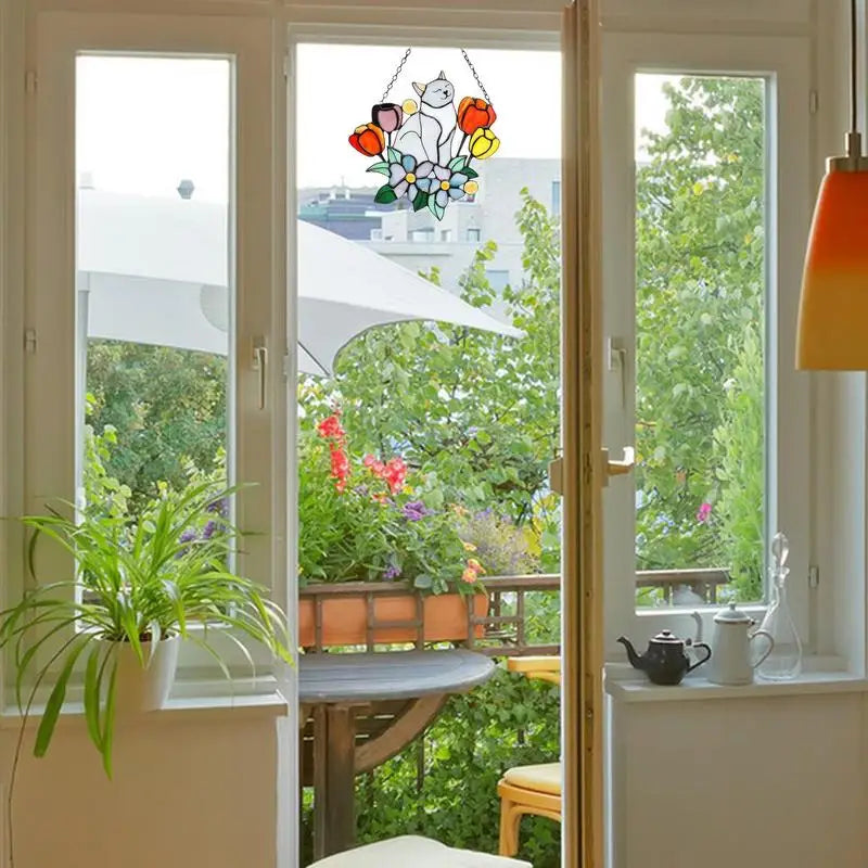Hanging Cat On Flowers For Patio Decor by Love My Pet