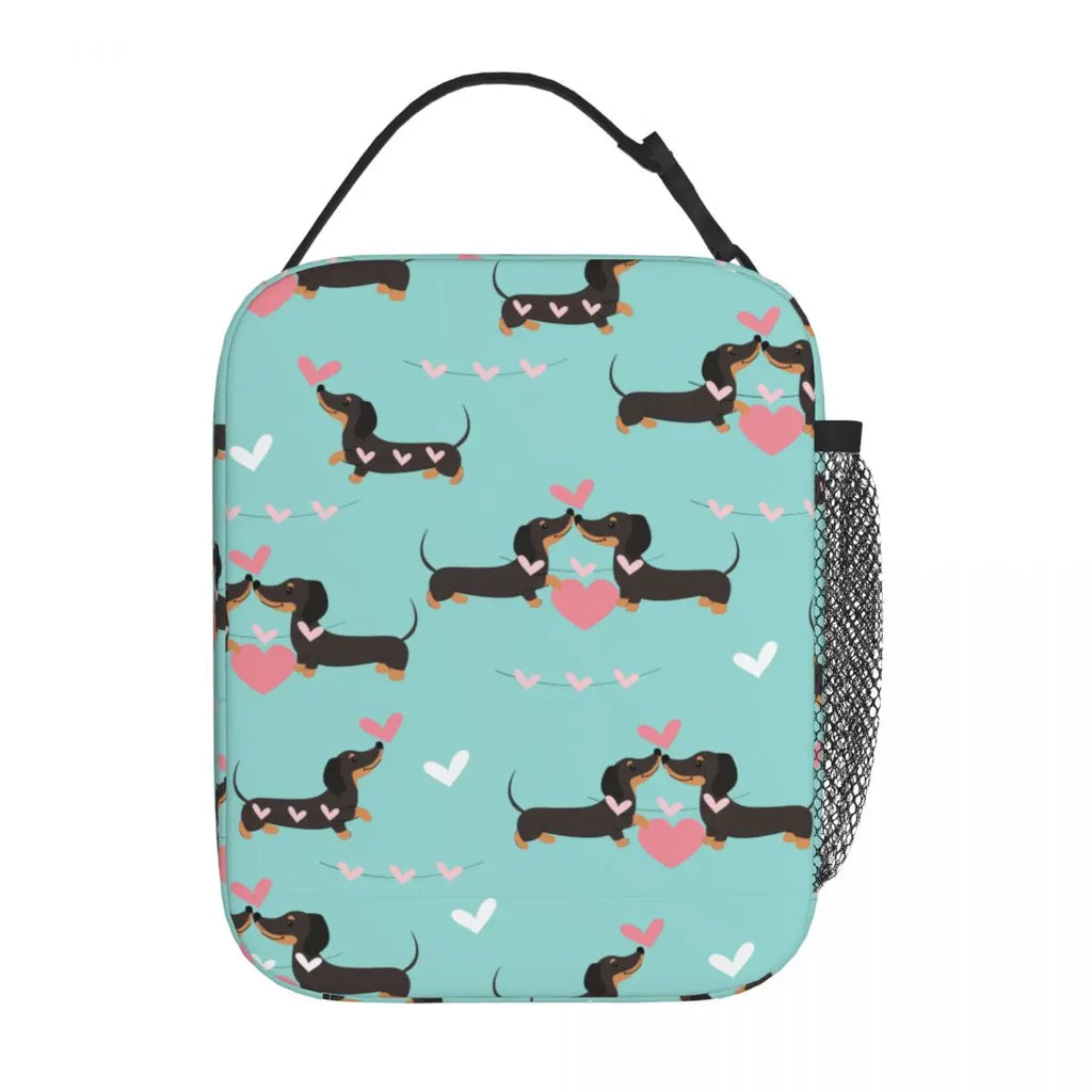 Dachshund Dogs In Love And Hearts Insulated Lunch Bags by Love My Pet