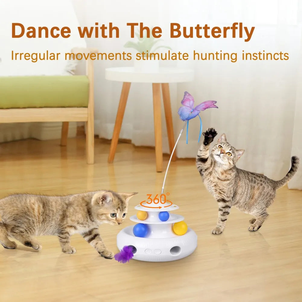 Interactive Cat Toys Automatic Butterfly Rotating Teaser by Love My Pet