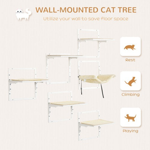 6-pc Modern Cat Wall Shelves for Indoor Cats, Height Adjustable Jumping Platforms by Amazing Pet Bargains