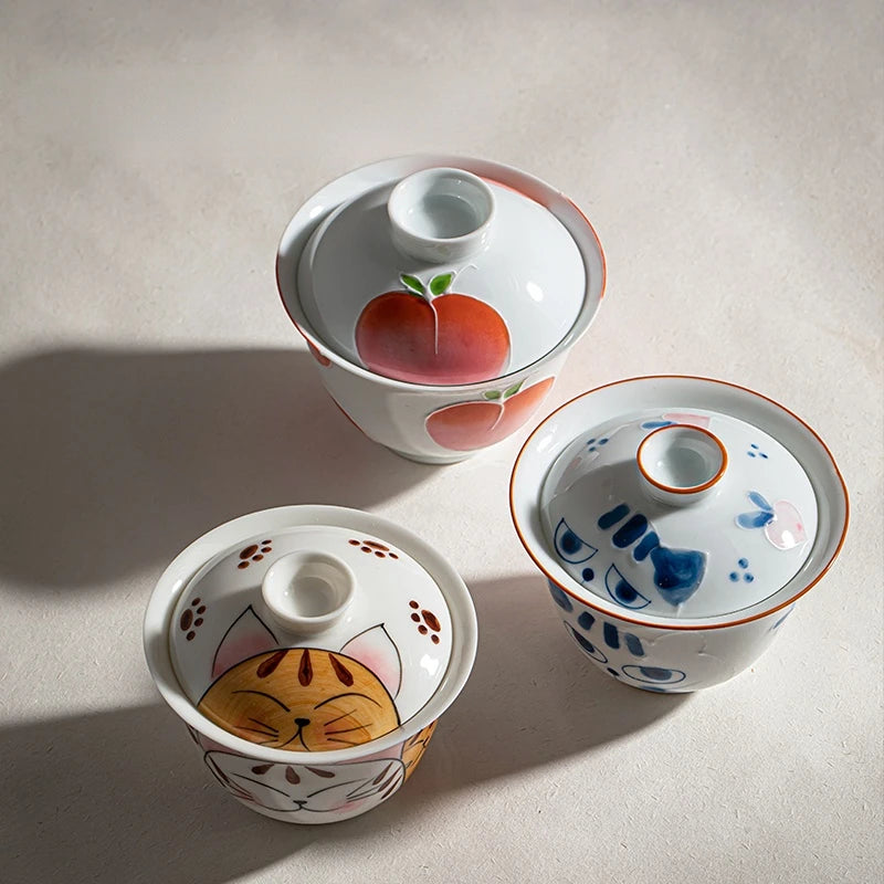 Hand-painted Blue Cat Ceramic Bowl and Tea Set by Love My Pet