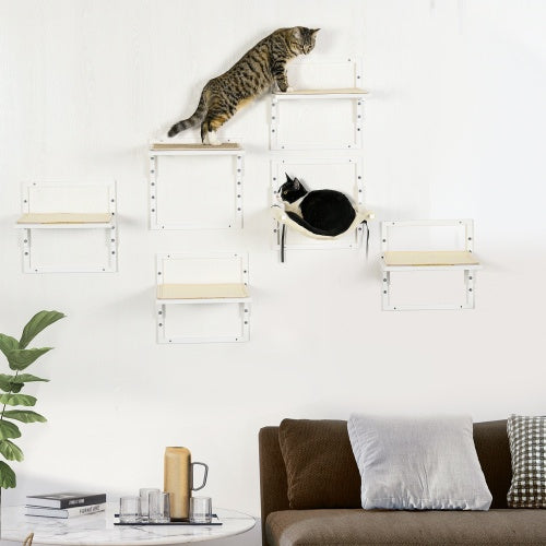 6-pc Modern Cat Wall Shelves for Indoor Cats, Height Adjustable Jumping Platforms by Amazing Pet Bargains