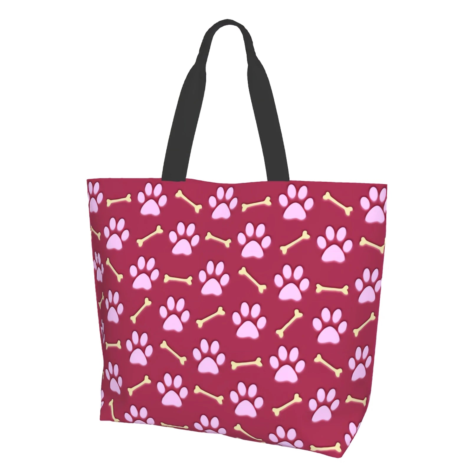 Pink Paw Print Dog Canvas Tote Bag by Love My Pet