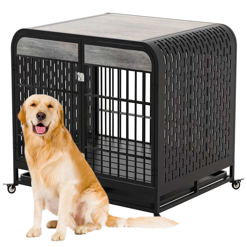 Heavy Duty Dog Crate Furniture Wooden Table 42inch Grey by VetsPetStore