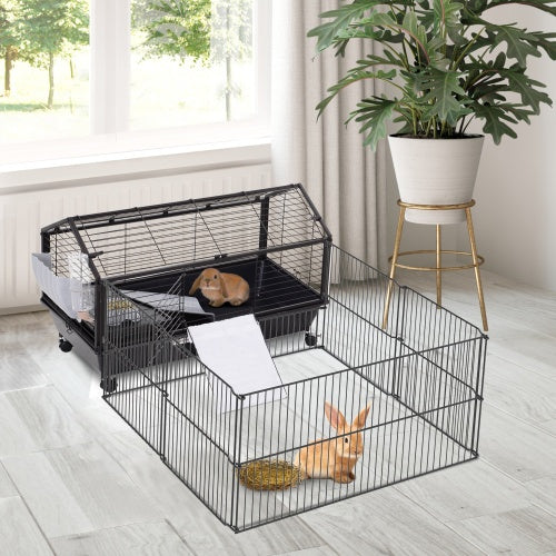 Small Animal Play Fence Cage With Rolling Casters, Water Bottle by Love My Pet