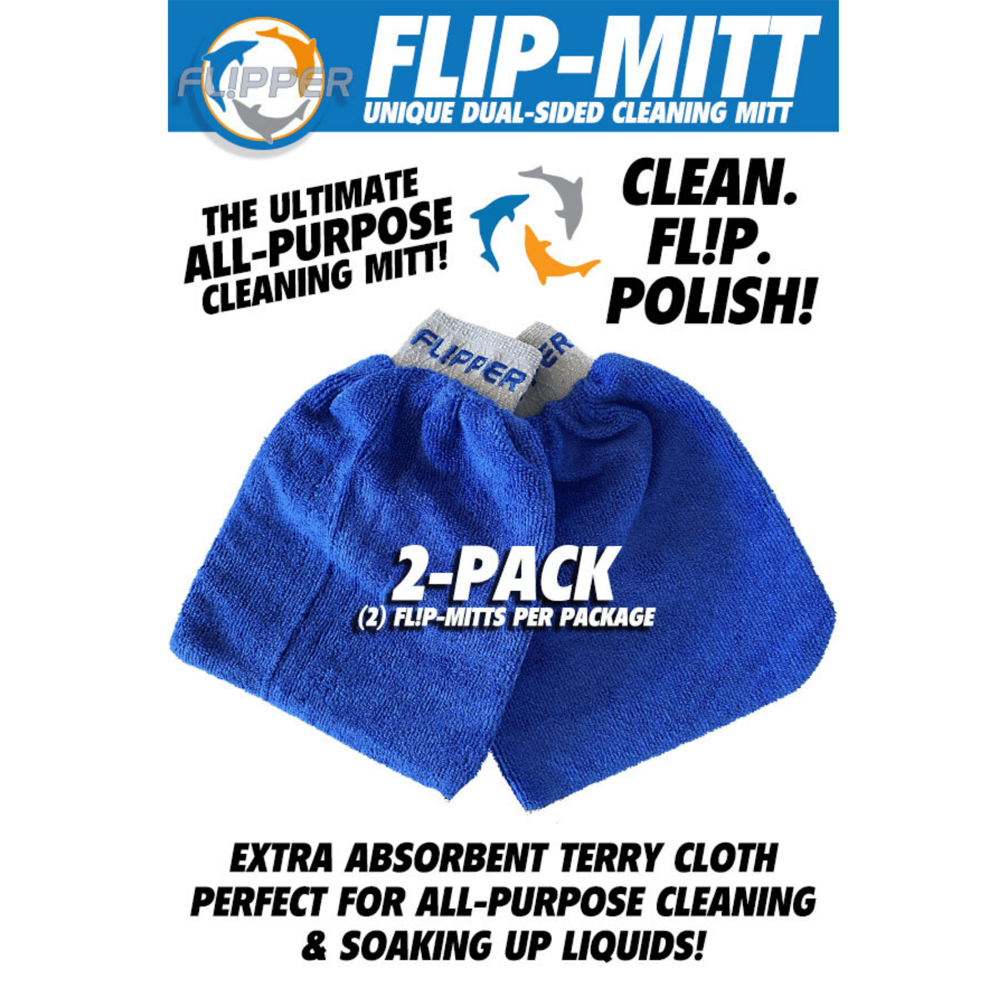 Flipper 2-in-1 Microfiber Aquarium Cleaning Mitt 2 Pack by Flipper Aquarium Products