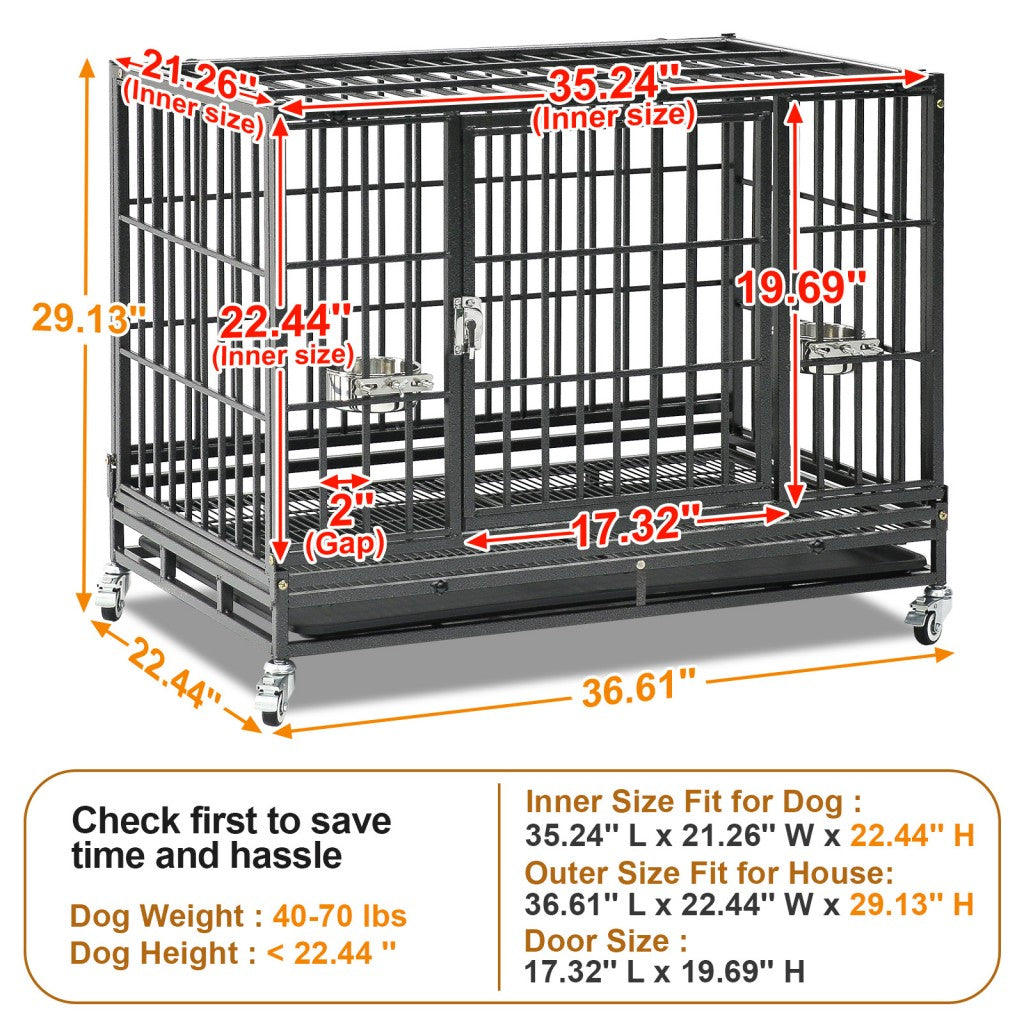 37" Stackable Heavy Duty Dog Crate 371D07 by Homey Pet Official