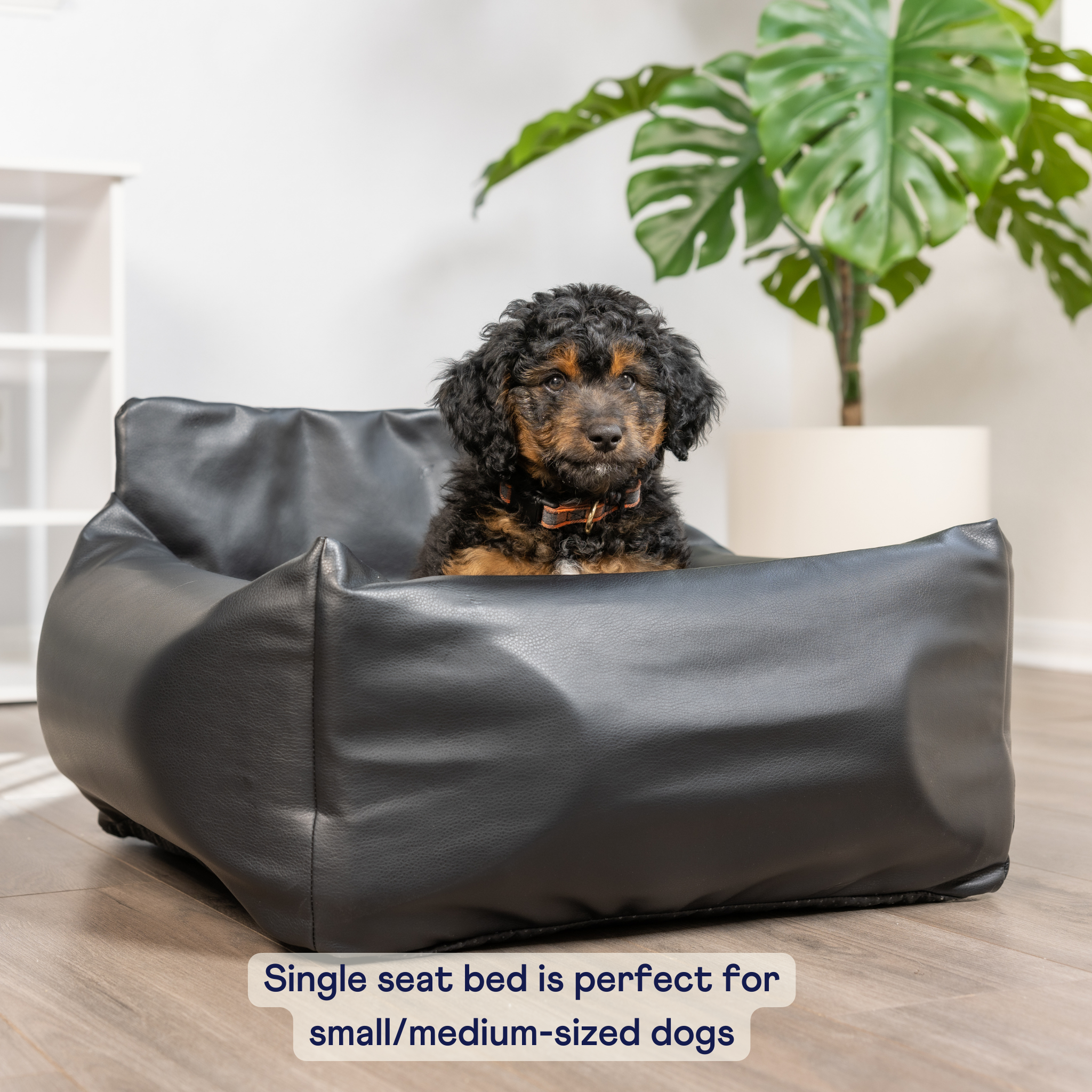 PupProtector™ Faux Leather Memory Foam Dog Car Bed - Black by Paw.com