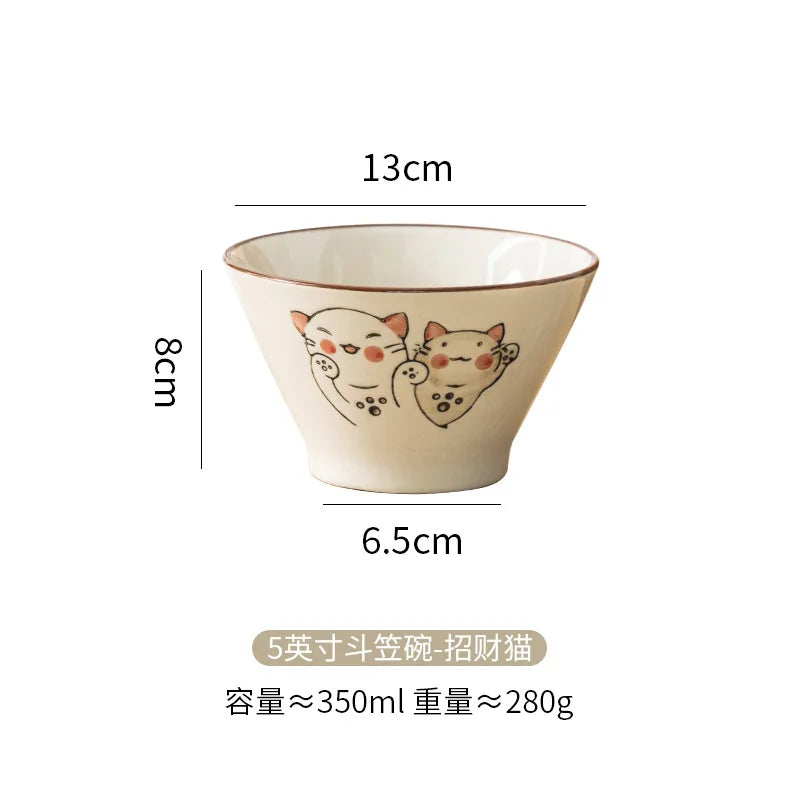 Cartoon Cat Ceramic Bowl hand-painted by Love My Pet