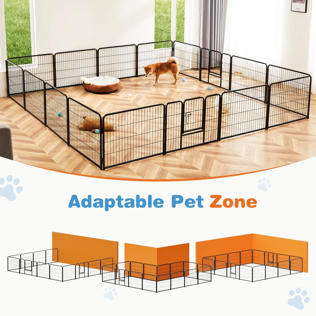 Dog Playpen Indoor Fence Height Metal Exercise Pen With Door Small Puppy-Medium-Large Dogs Animal Pet For Outdoor, Garden, Yard by VetsPetStore