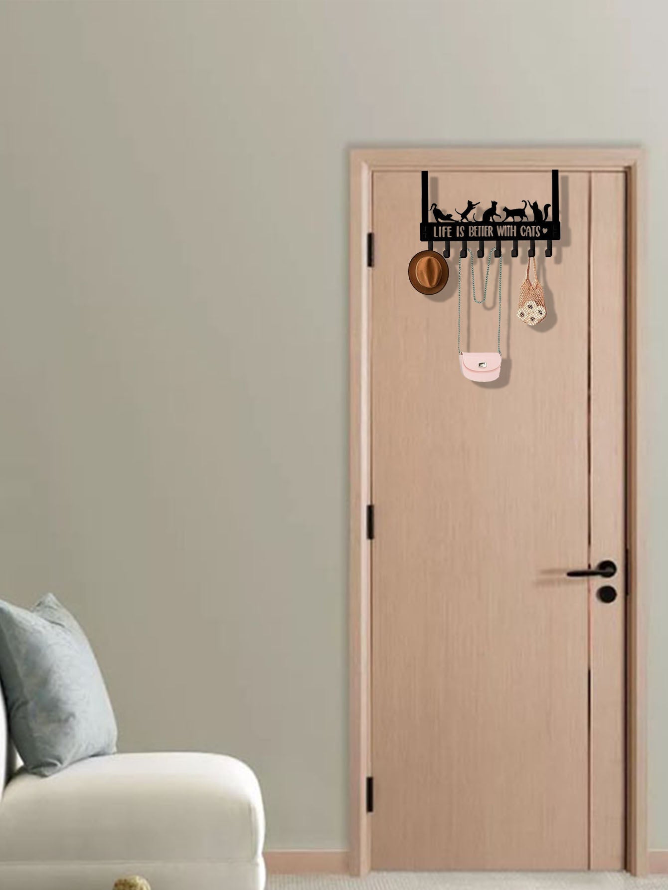 Over-The-Door Cat Multi-Purpose Hooks For Wall Or Door