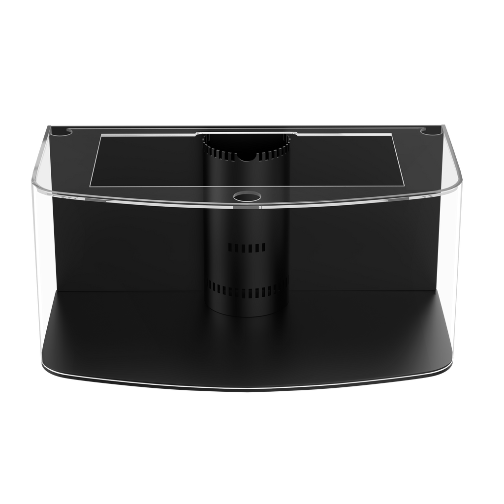 SLEEK 215 Gallon Seamless Glass Bowfront Reef-Ready Aquarium in Black Real Wood Furniture by Northeast Aquariums LLC