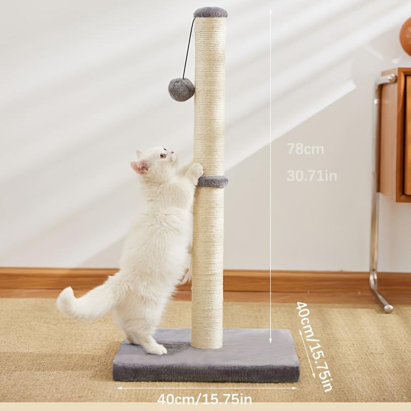 Rope With Hanging Ball Toy Cat Scratching Post Indoor Space Saving Stable Base Promote Cat Claw Health And Fun Exercise by Love My Pet