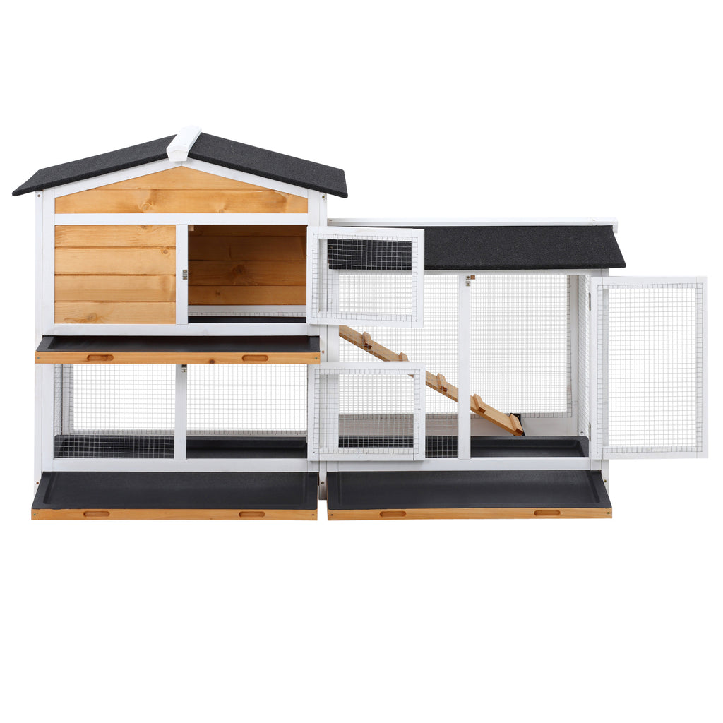 2 Story Rabbit Hut Wooden With Ramp by Love My Pet