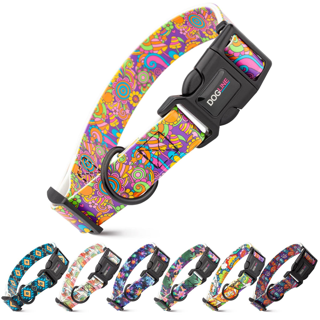 Dogline Biothane Full Color Design Printed Dog Collar with Quick Release Buckle by Dogline