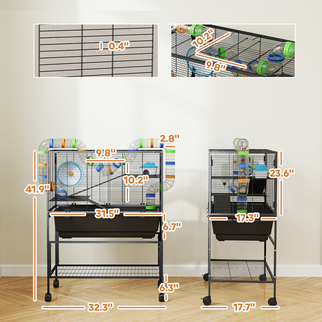 Hamster Cage Big Exercise Wheel, Hut, Tube System, 3 Tier – Charity Pet ...
