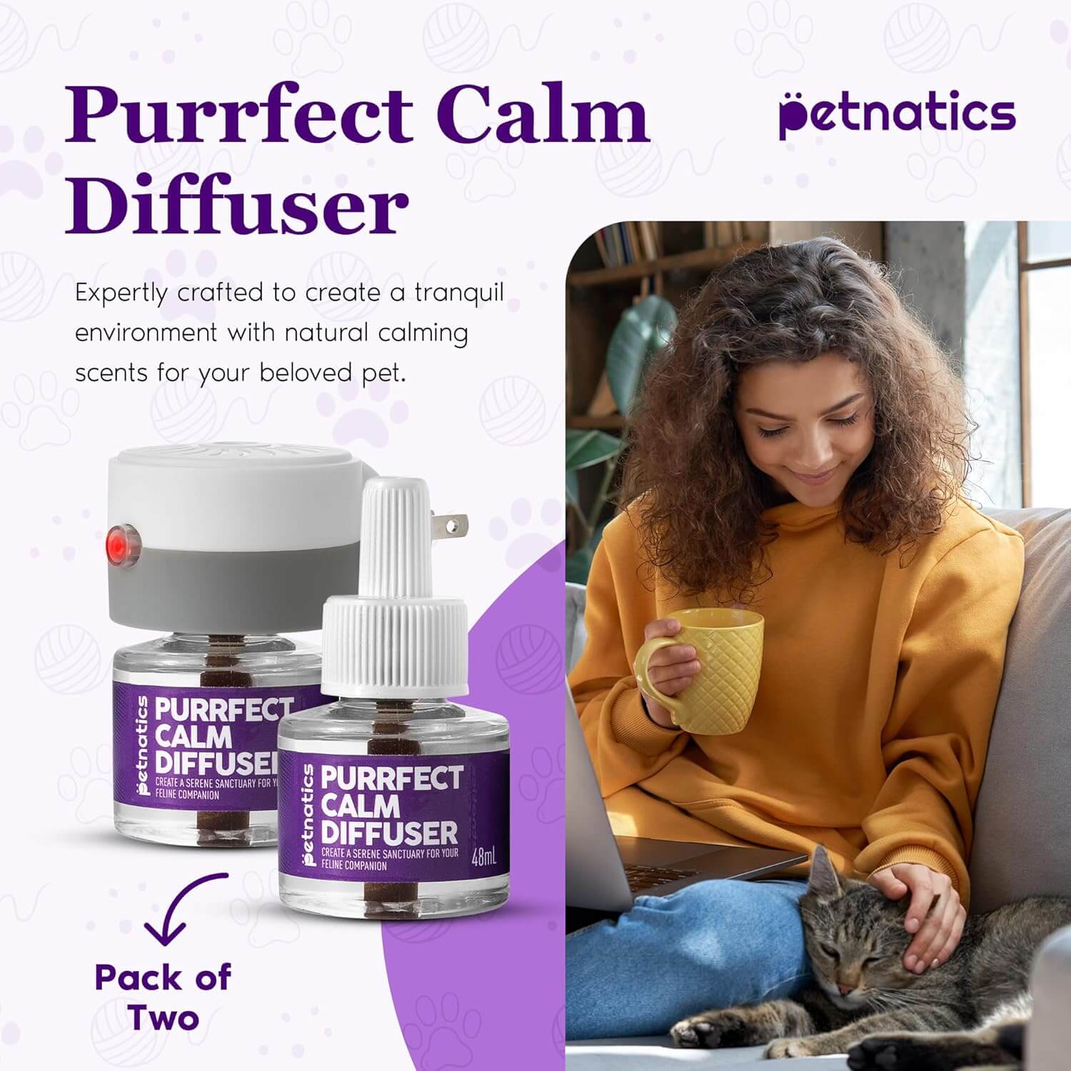 Purrfect Cat Calming Diffuser Kit with 2 Refills by Petnatics