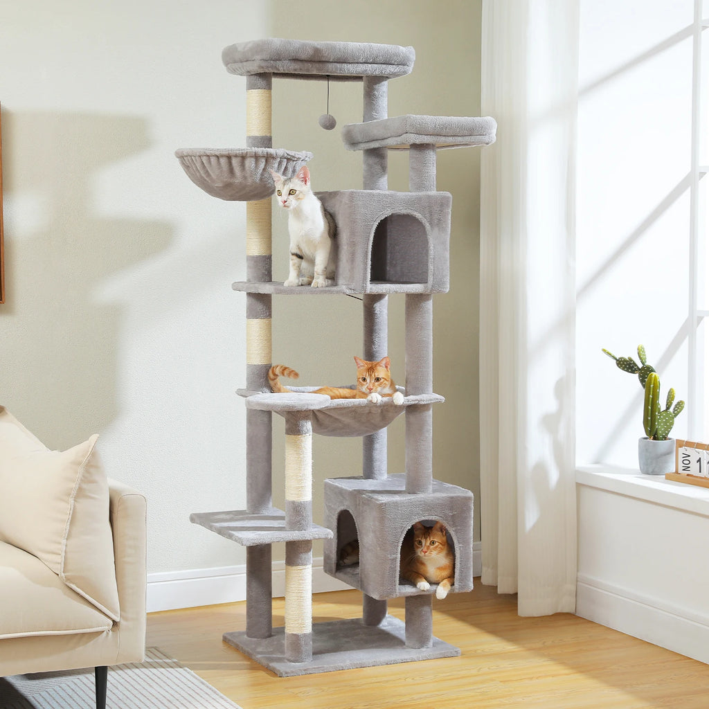 Tall Cat Tree, Multi-Level Tower with Super Large Hammock by Love My Pet