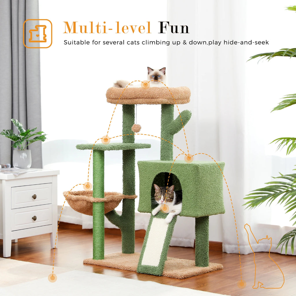 Cactus Cat Tree Tower with Sisal Scratching Post by Love My Pet