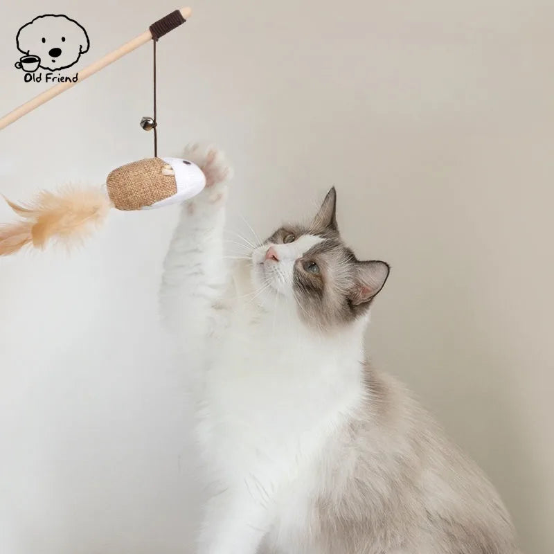 Wooden Handmade Cat Feather Toy by Love My Pet