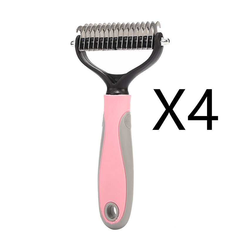 Stainless Double-sided Pet Brush Hair Removal Comb Grooming Dematting Dog Grooming Shedding Tools by VetsPetStore