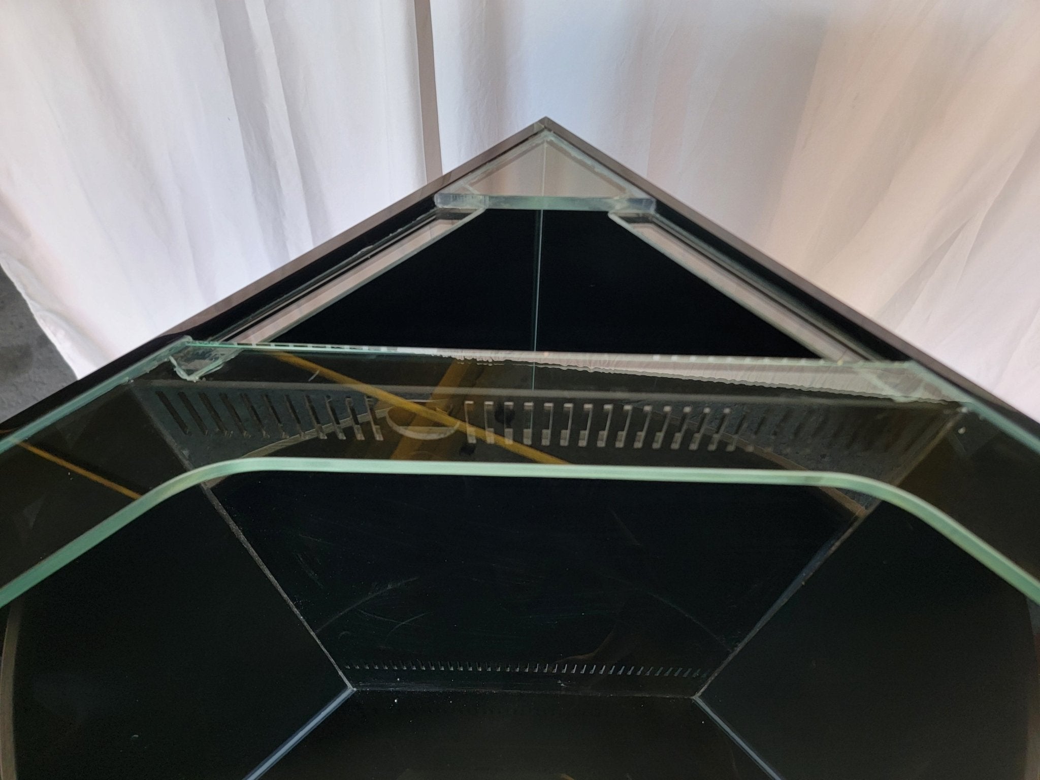 BLACK 90g Corner 1/4 Cylinder Glass Aquarium Set in Flush Wood Furniture by AQUA VIM