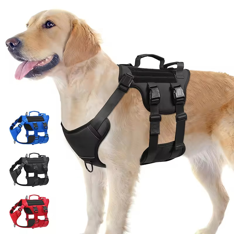 Heat-resistant Durable Nylon Tactical Service Dog Harness, Adjustable No-pull Reflective Vest With Dual Handles For Large Dogs by Amazing Pet Bargains