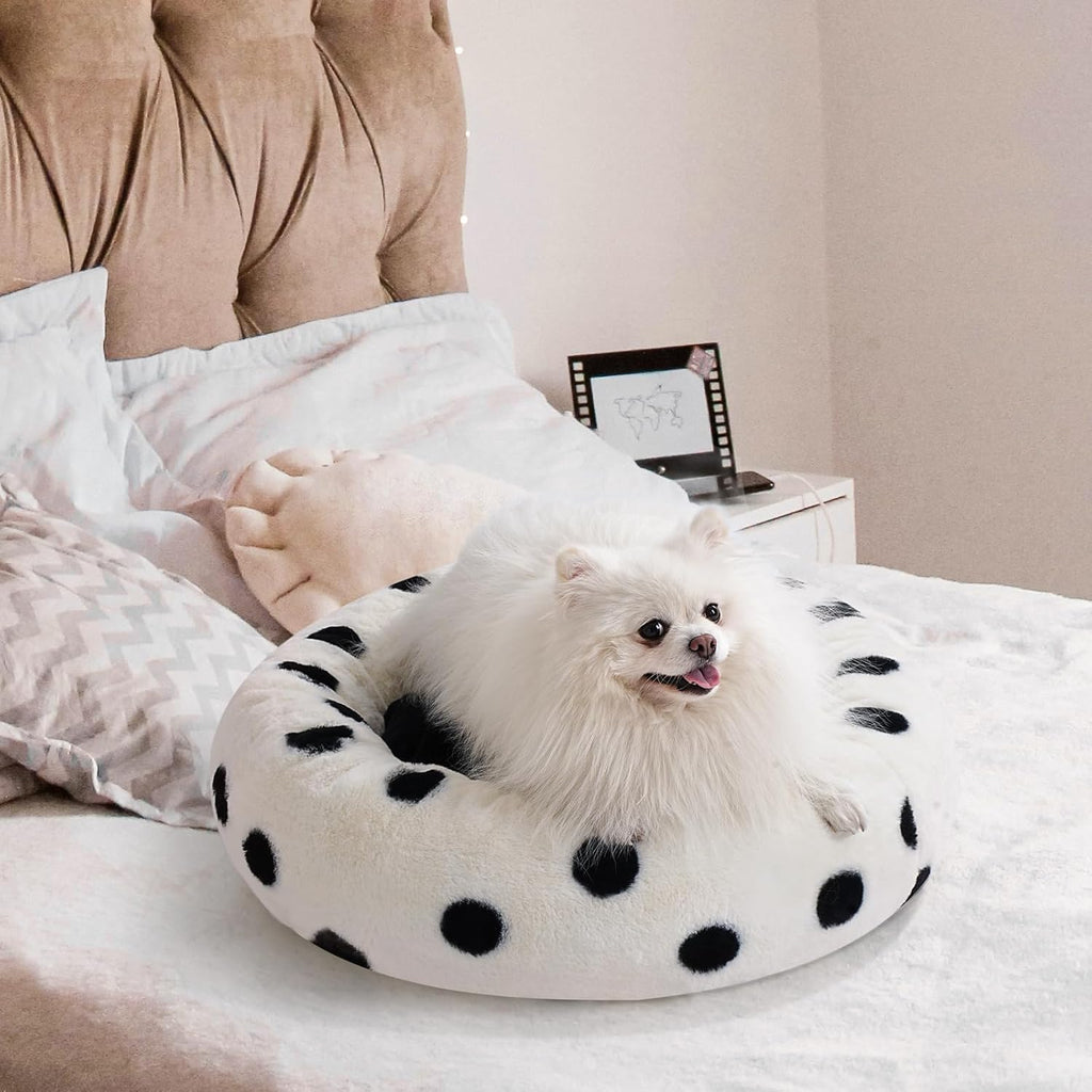 Donut Cat Bed for Indoor Cats - 23 Inch Round Washable with Non-Slip Bottom by VetsPetStore