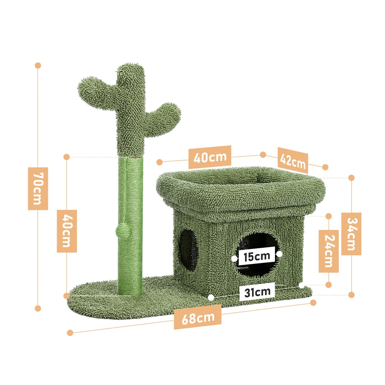 Cute Cactus Cat Tree With Toy Ball Scratching Post by Love My Pet