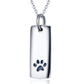 Ladies Glossy Square Dog Paw Print Tag Necklace by Furr Baby Gifts
