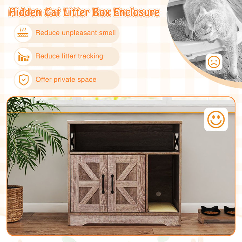 Cat Litter Box Enclosure Hidden Cat Box Furniture with Storage by VetsPetStore