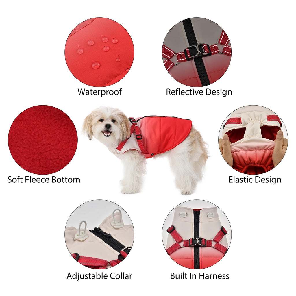 Waterproof Pet Winter Jacket With Harness and Reflective by Love My Pet