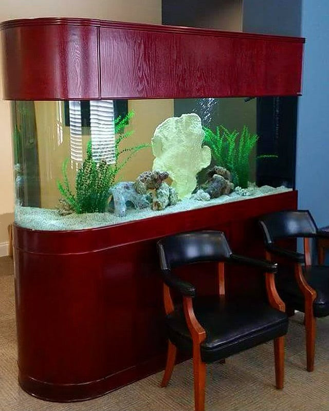 120 Gallon U-Shape Bullnose Peninsula Divider Glass Aquarium Reef-Ready in Premium Cherry Real Wood Furniture