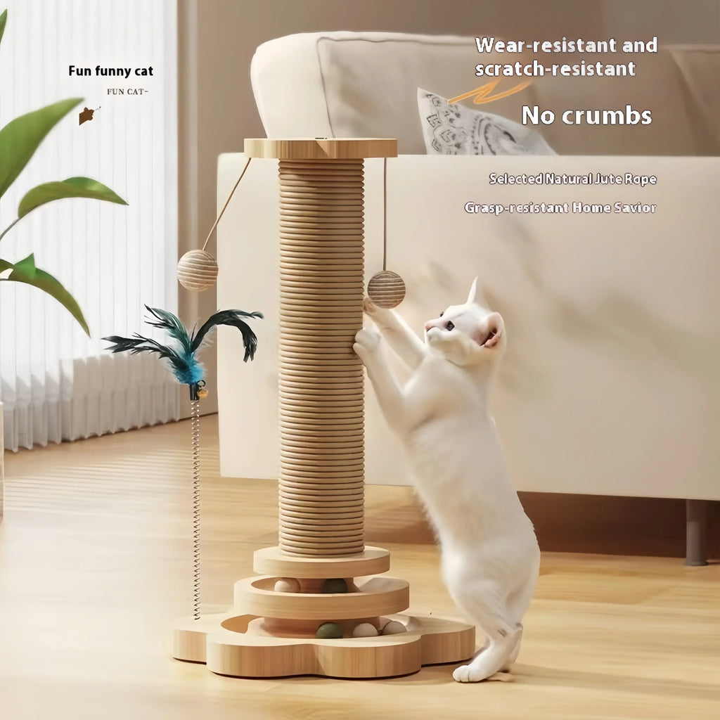 Solid Wood Cat Turntable Sisal Scratching Board by Love My Pet