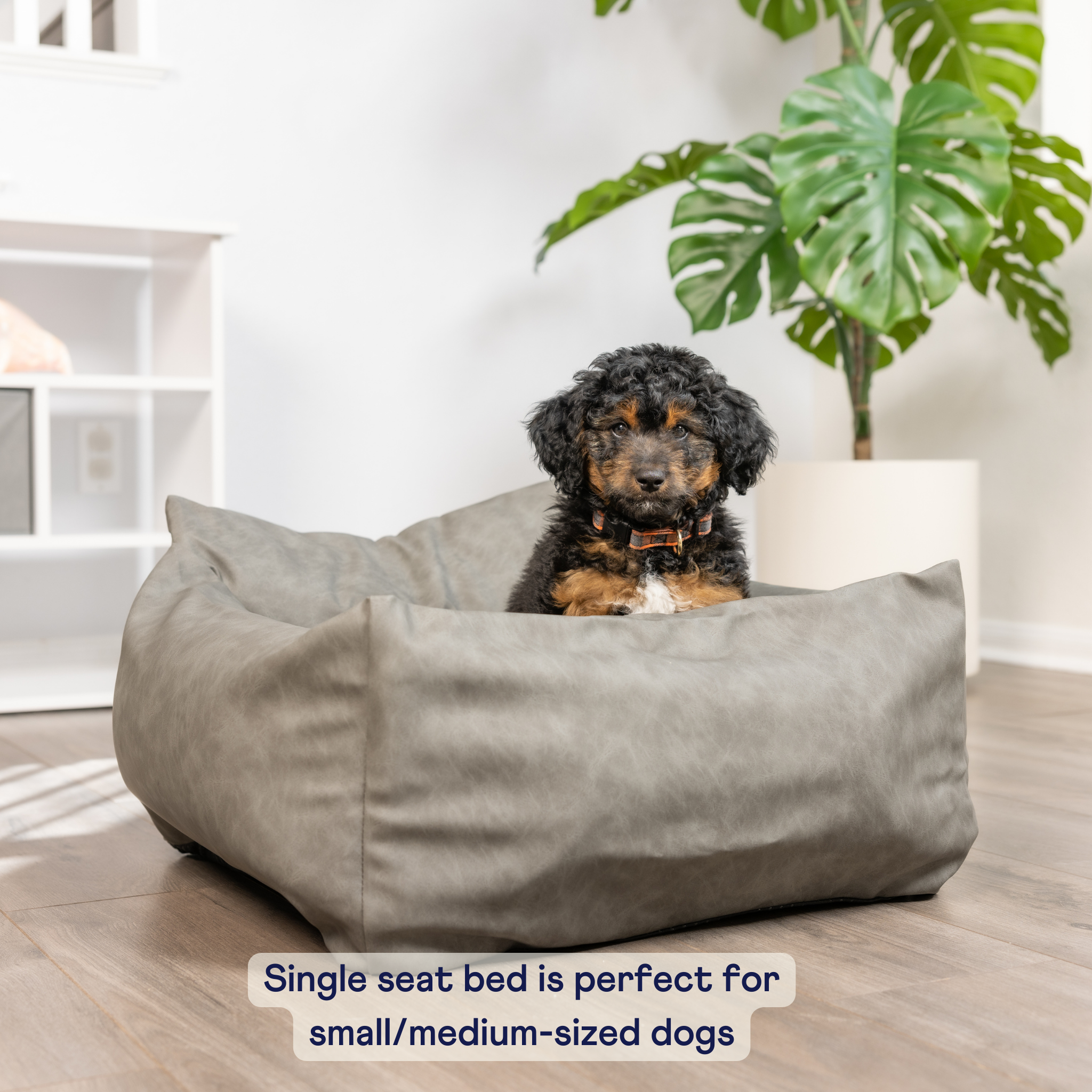 PupProtector™ Faux Leather Memory Foam Dog Car Bed - Slate Gray by Paw.com