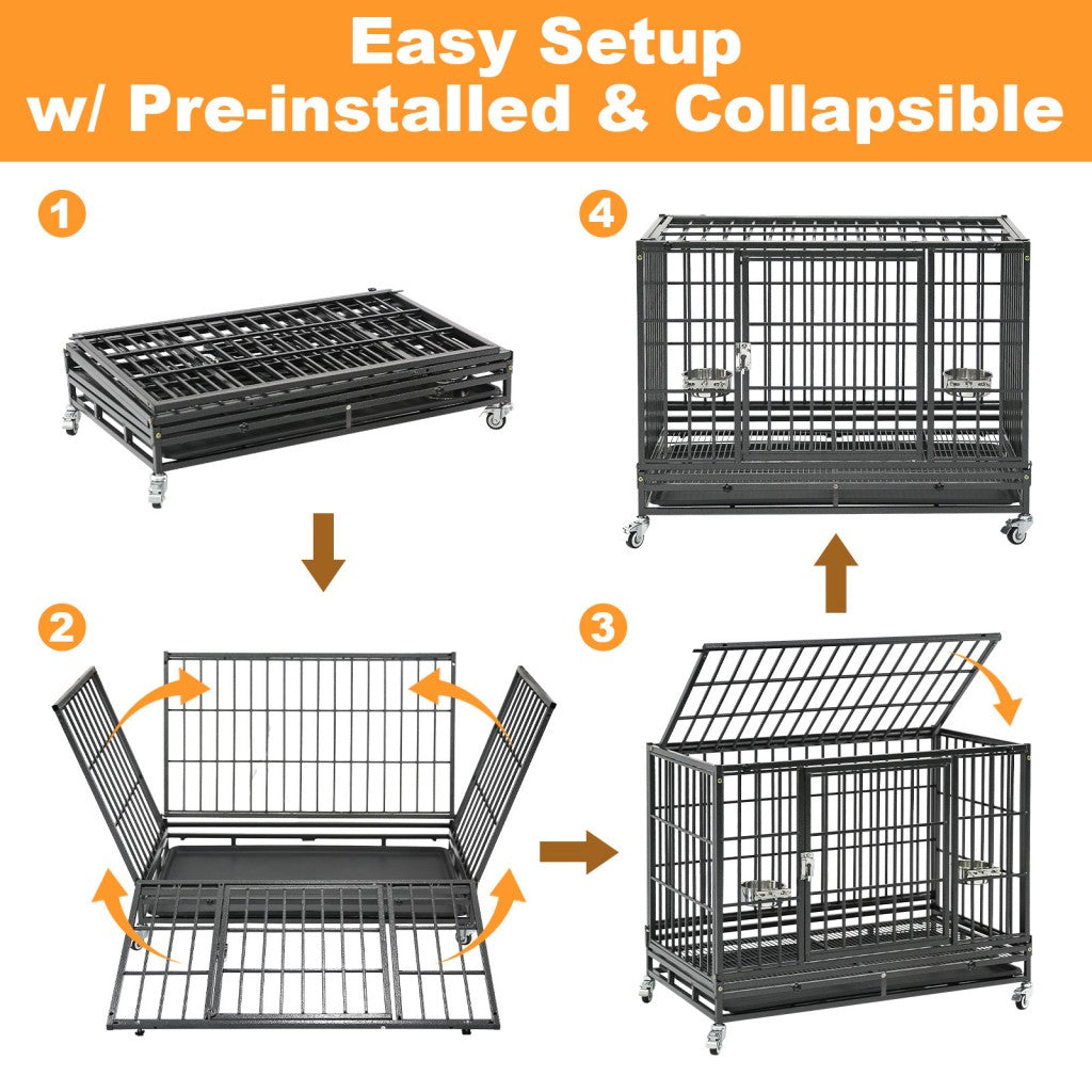 37" Stackable Heavy Duty Dog Crate 371D07 by Homey Pet Official