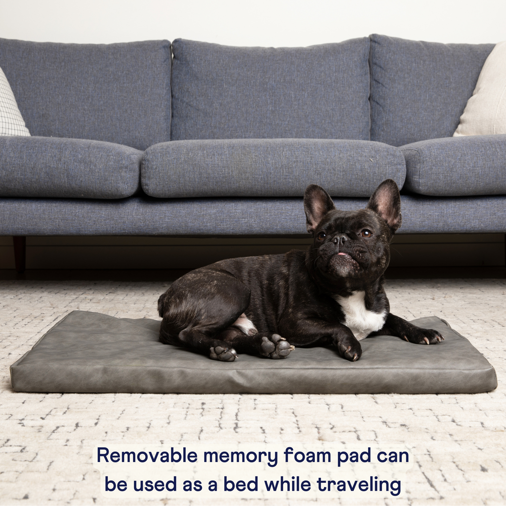 PupProtector™ Faux Leather Memory Foam Dog Car Bed - Slate Gray by Paw.com