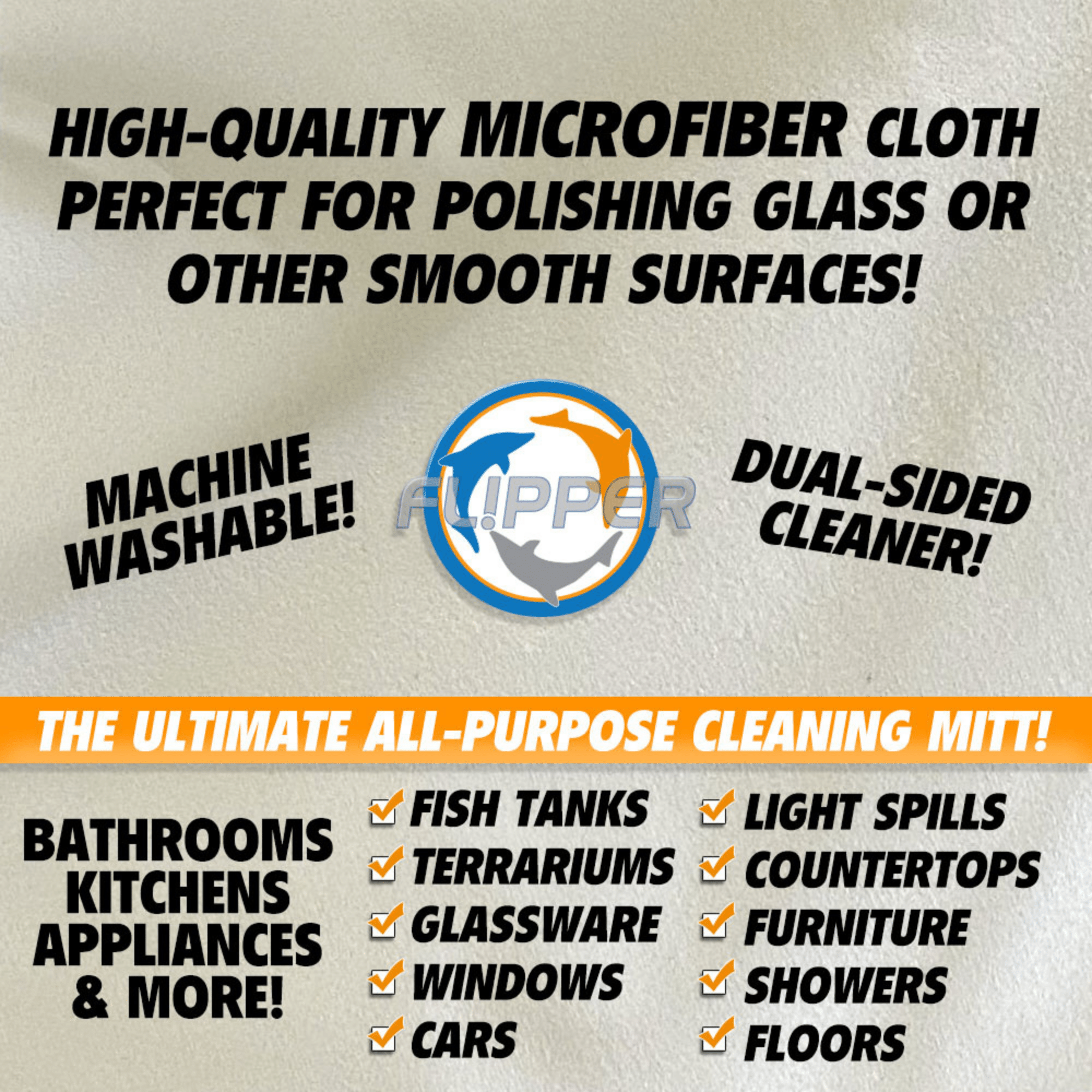 Flipper 2-in-1 Microfiber Aquarium Cleaning Mitt 2 Pack by Flipper Aquarium Products