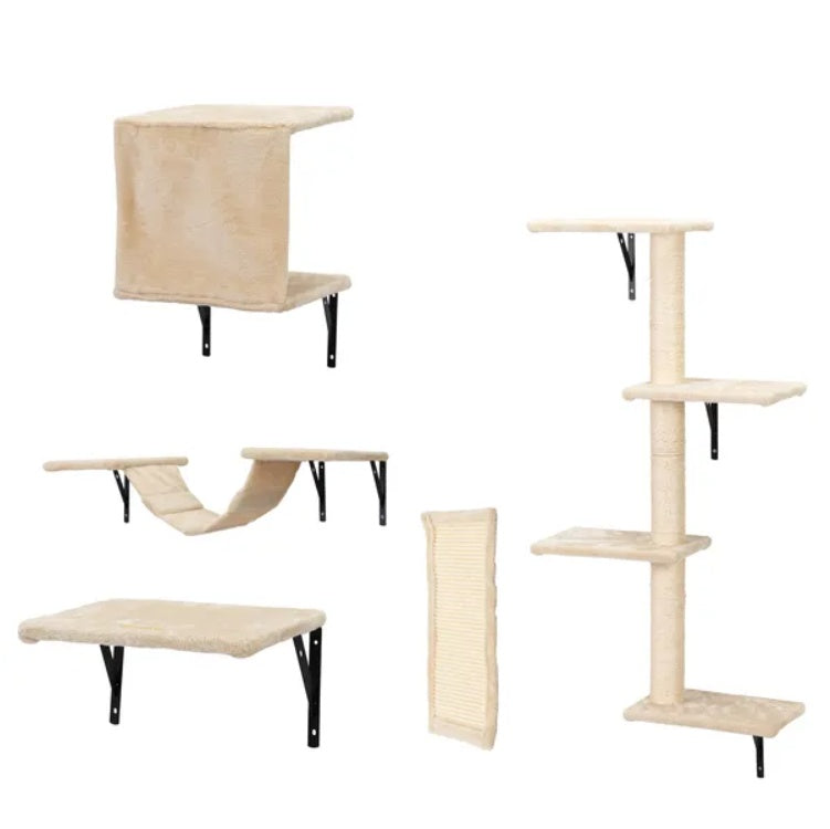 5 Pcs Wall Mounted Cat Climber Set, Floating Cat Shelves And Perches by VetsPetStore