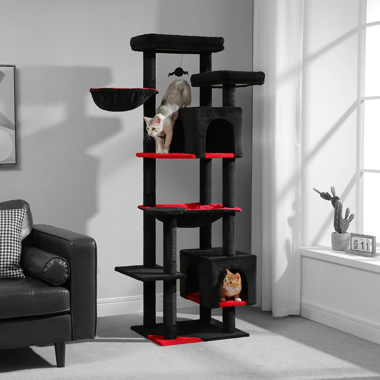 Tall Cat Tree, Multi-Level Tower with Super Large Hammock by Love My Pet
