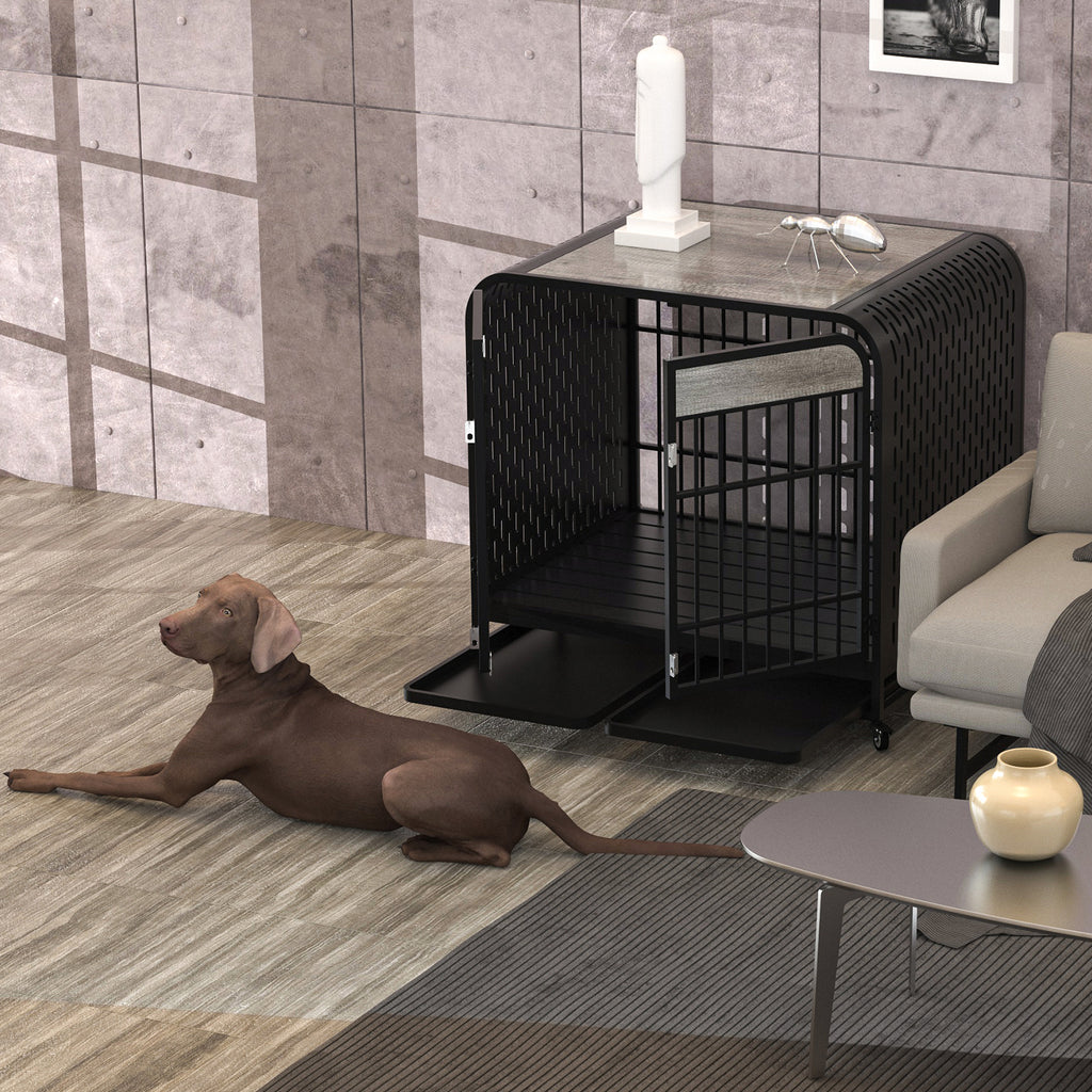 Heavy Duty Dog Crate Furniture Wooden Table 42inch Grey by VetsPetStore