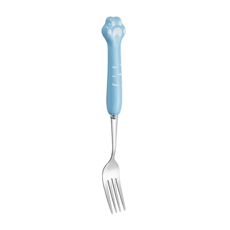 Stainless Steel Cute Cat Claw Ceramic Spoon and Fork by Love My Pet