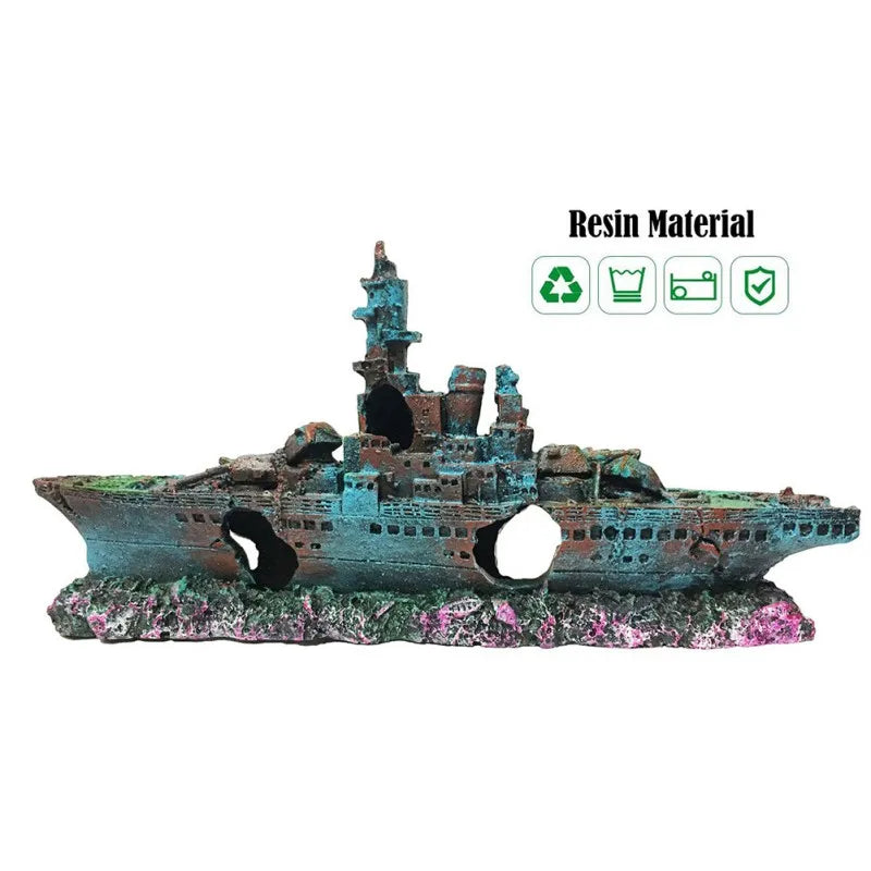 Aquarium Fish Tank Decorations Ship Wreck
