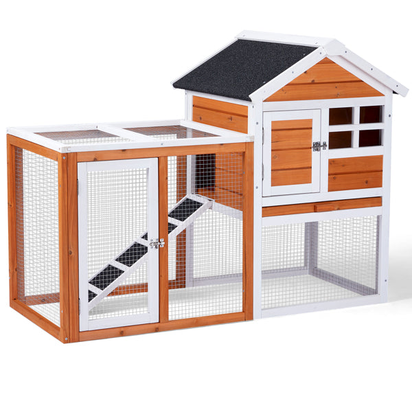 Orange-red, Wooden Chicken and Rabbit Enclosure by VetsPetStore