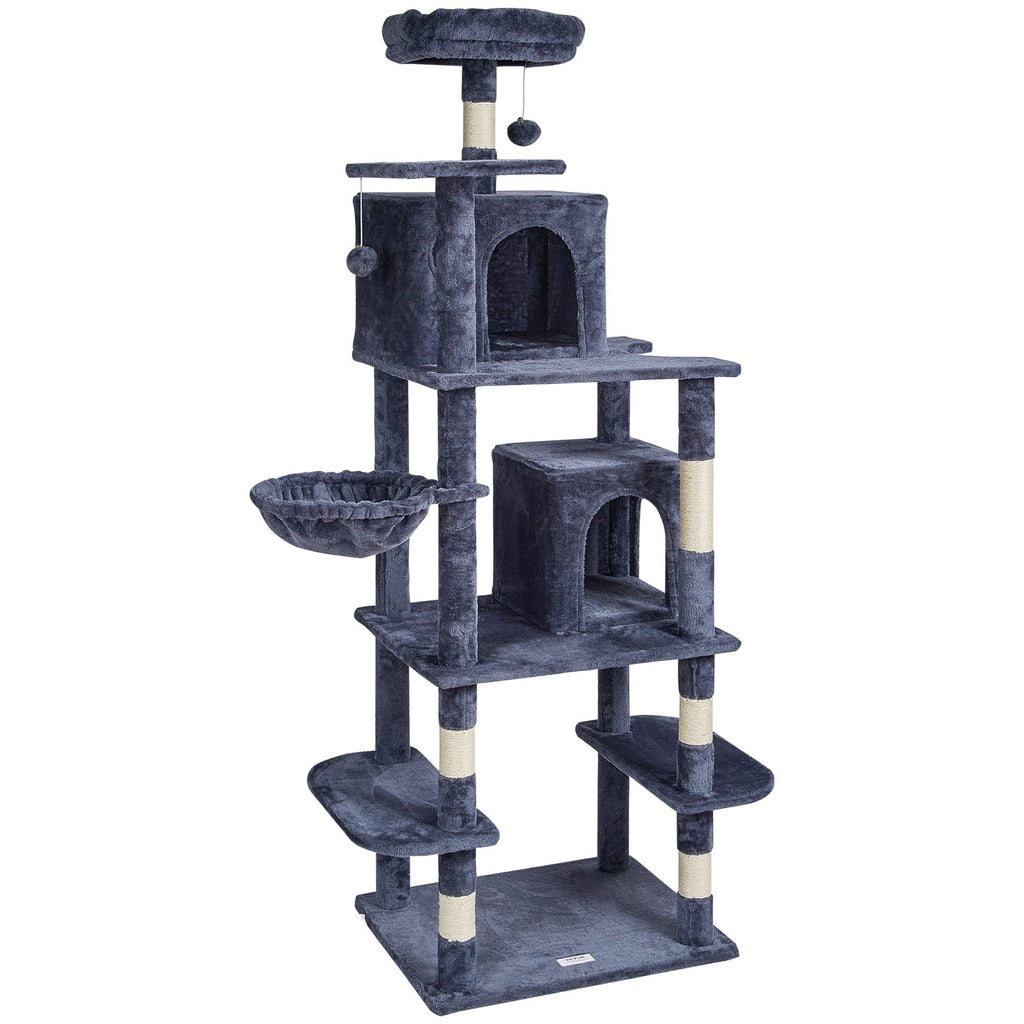Cat Tree Cat Tower with Cat Condos Sisal Scratching Post Dark Grey by VetsPetStore
