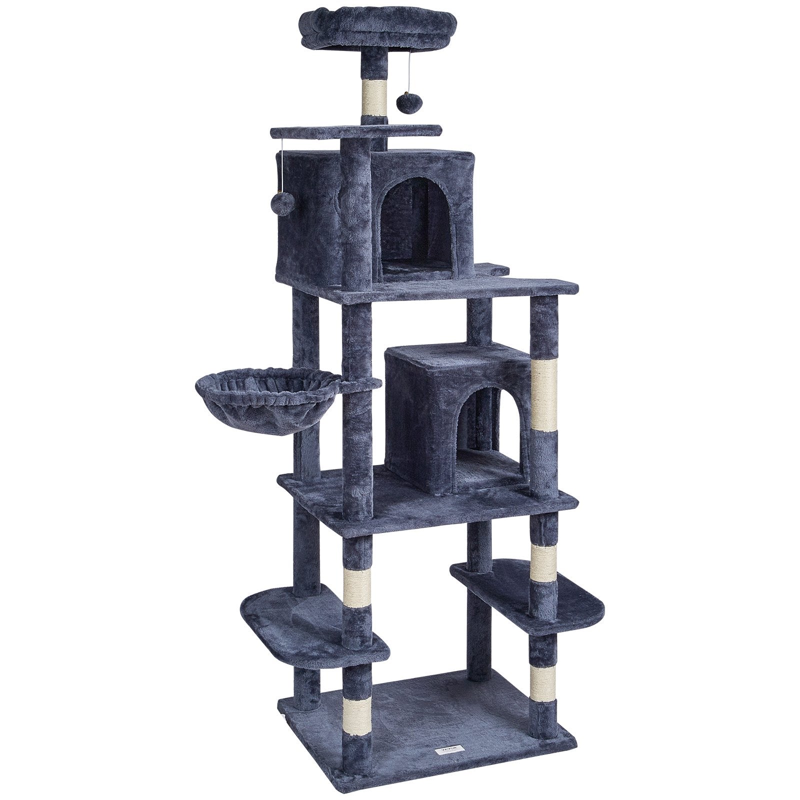 Cat Tree Cat Tower with Cat Condos Sisal Scratching Post Dark Grey by VetsPetStore