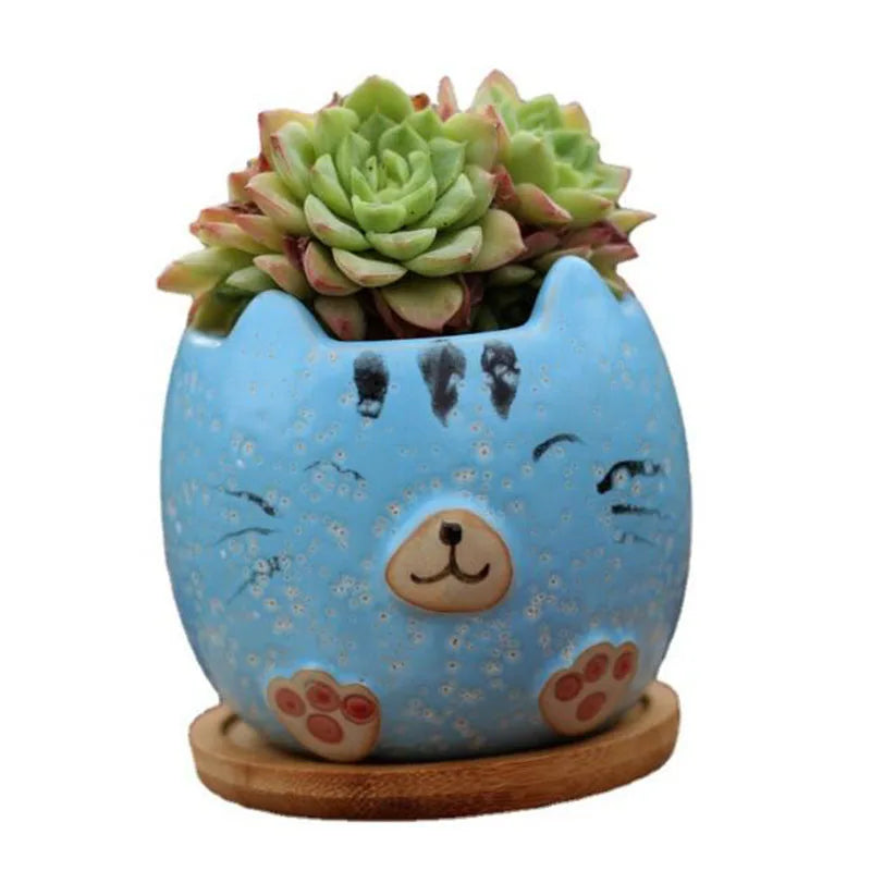 Cartoon Succulent Plant Pot Cat Animal Flowerpot4Pcs/Set by Love My Pet