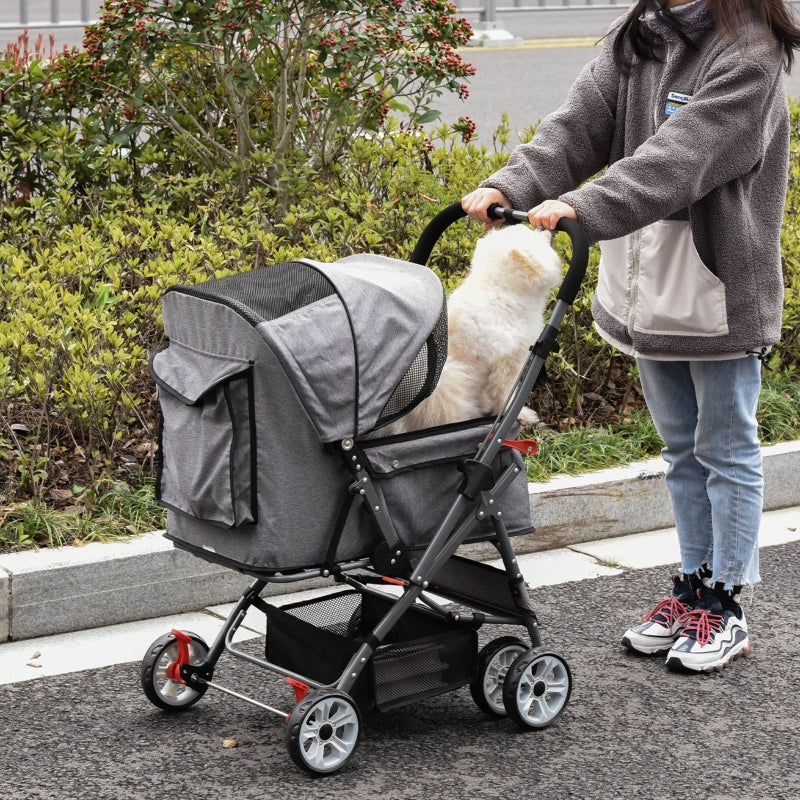 Pet Foldable Travel Carriage Stroller with Reversible Handle by Furr Baby Gifts