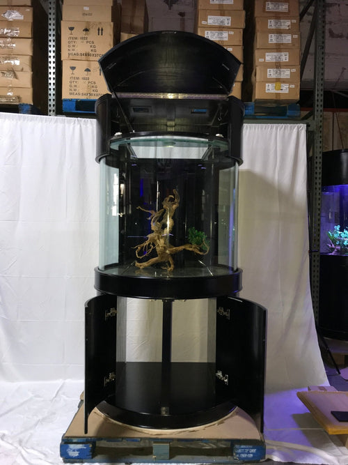 90 Gallon 3/4 Cylinder Glass Reef-Ready Aquarium Set in Abyss Black by AQUA VIM